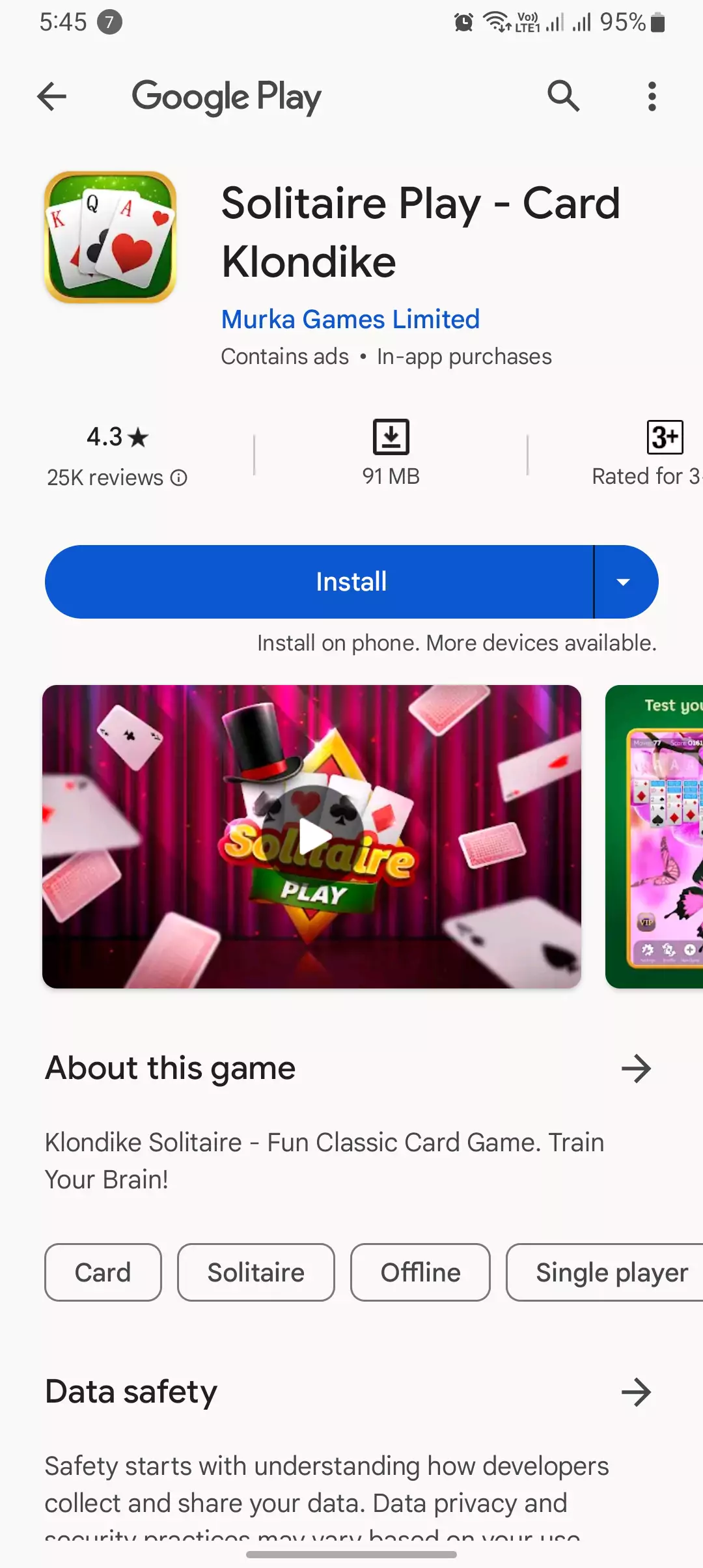 solitaire play card game by mukra games limited screenshot